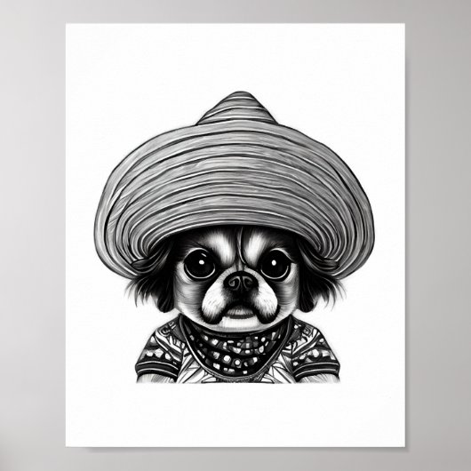 dog wearing hat original color poster (Voorkant)