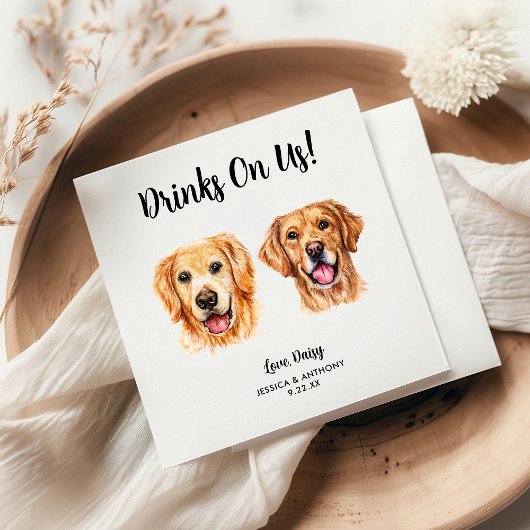 Dog Wedding Cocktail Napkins Servet