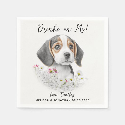 Dog Wedding Cocktail Servet (Voorkant)