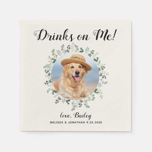 Dog Wedding Custom Cocktail Servet (Voorkant)