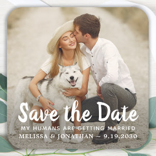 Dog Wedding Custom Pet Couple Photo Save the Date Kartonnen Onderzetters
