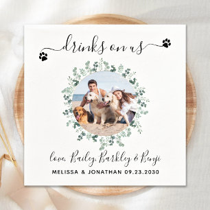 Dog Wedding Custom Photo Cocktail Servet