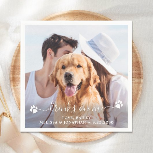 Dog Wedding Custom Photo Cocktail Servet