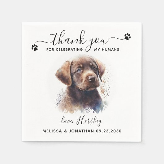 Dog Wedding Dank je chocolade Labrador Puppy Pet Servet (Voorkant)
