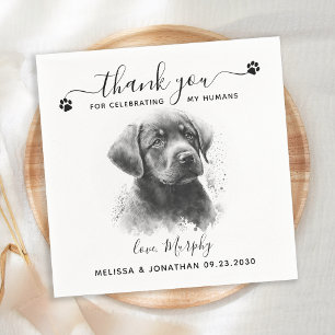 Dog Wedding Dank u Modern Black Labrador Pet Servet