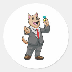Dog Wedding Groom Wedding ring Ronde Sticker