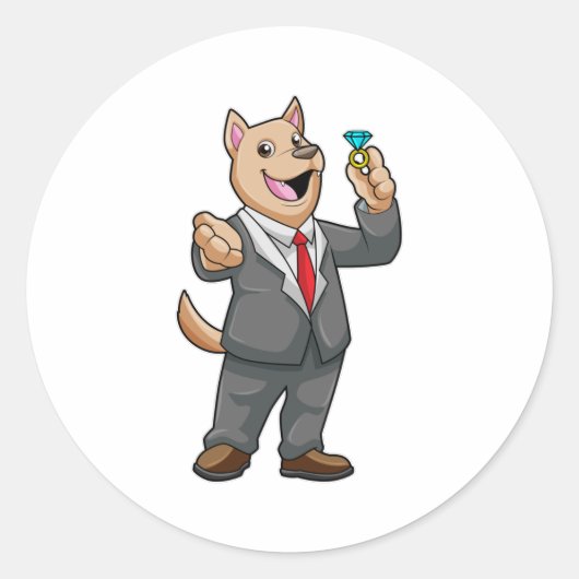 Dog Wedding Groom Wedding ring Ronde Sticker (Voorkant)