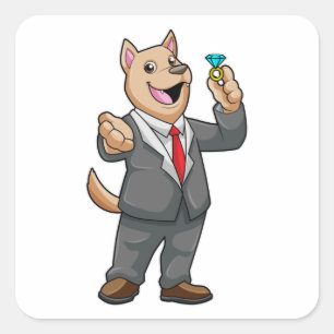 Dog Wedding Groom Wedding ring Vierkante Sticker
