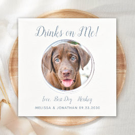 Dog Wedding Modern Dusty Blue Custom Pet Foto Servet