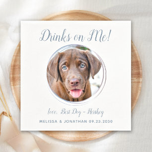 Dog Wedding Modern Dusty Blue Custom Pet Foto Servet