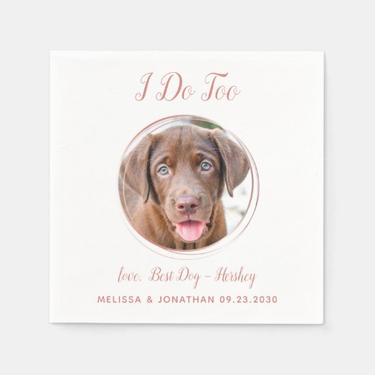 Dog Wedding Modern ik doe te Roos gouden foto Servet (Voorkant)