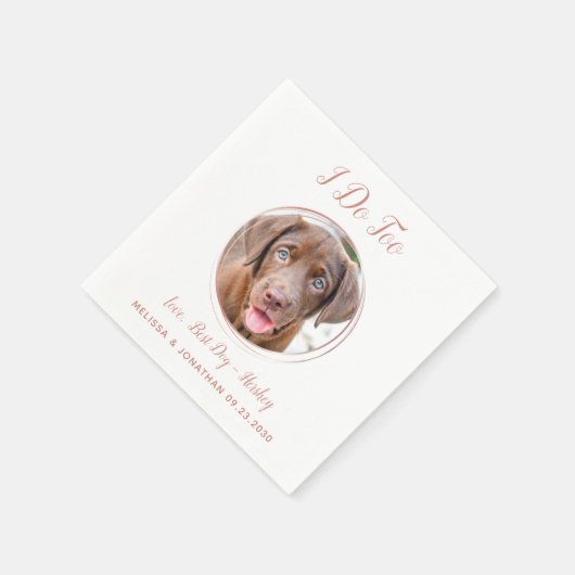 Dog Wedding Modern ik doe te Roos gouden foto Servet (Hoek)