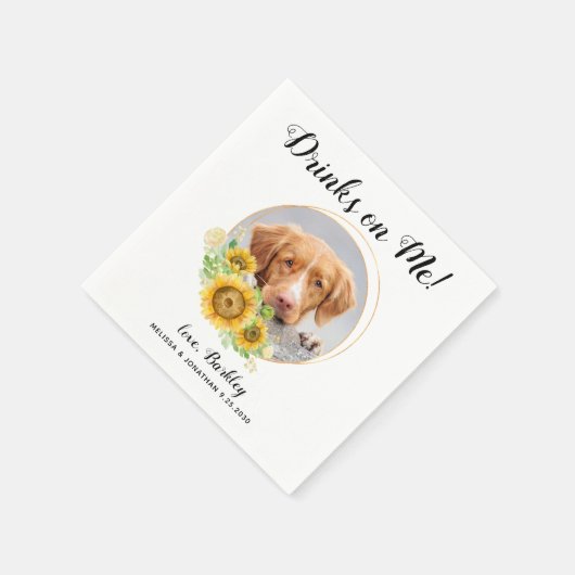 Dog Wedding Personalized Cocktail Bar Servet (Hoek)