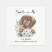 Dog Wedding Personalized Dachshund Cocktail Servet (Voorkant)