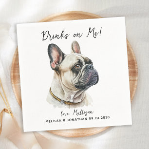 Dog Wedding Personalized French Bulldog Cocktail Servet