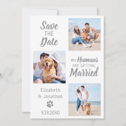 Dog Wedding Photo Collage Save The Date (Voorkant)