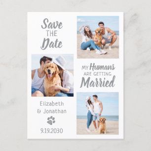 Dog Wedding Photo Collage Save the Date Aankondigingskaart