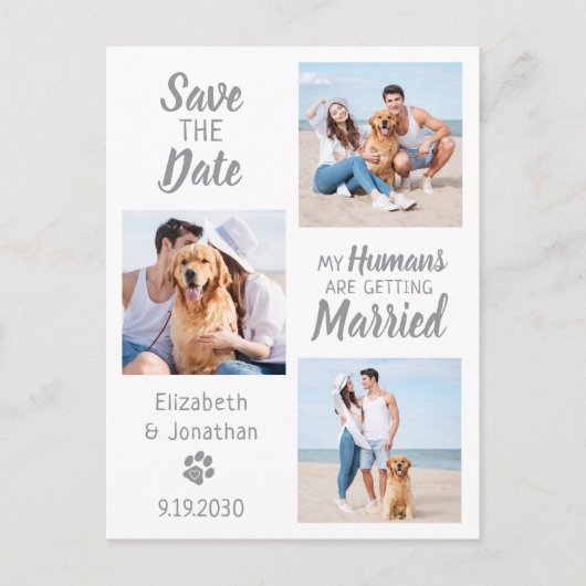 Dog Wedding Photo Collage Save the Date Aankondigingskaart (Voorkant)