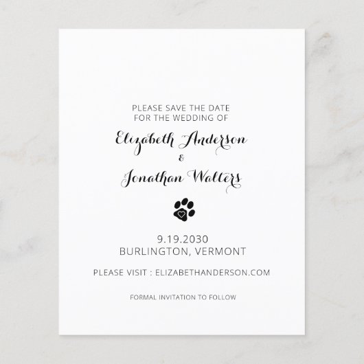 Dog Wedding Photo Collage Save the Date Invitation (Achterkant)