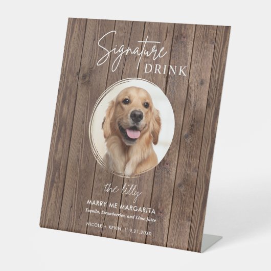 Dog Wedding Signature Drinken Pedestal Sign Reclamebord Met Voetstuk (Voorkant)