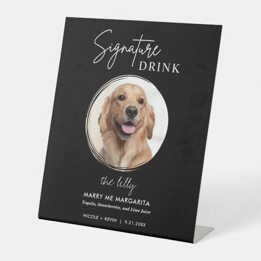 Dog Wedding Signature Drinken Pedestal Sign Reclamebord Met Voetstuk (Voorkant)