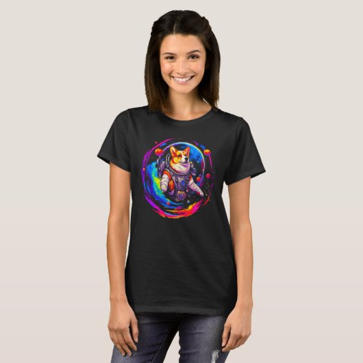 Dog Welsh Corgi Astronaut Space T-shirt (Voorkant volledig)