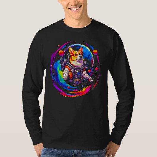 Dog Welsh Corgi Astronaut Space T-shirt (Voorkant)