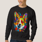 Dog Welsh Corgi Flowers Peace Trui (Voorkant)
