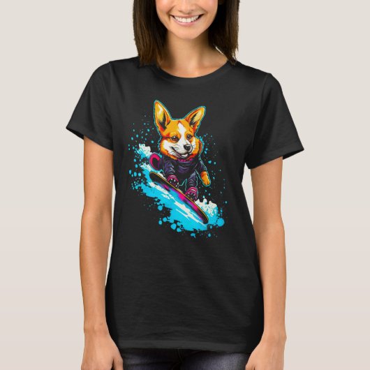 Dog Welsh Corgi Snowboard T-shirt (Voorkant)
