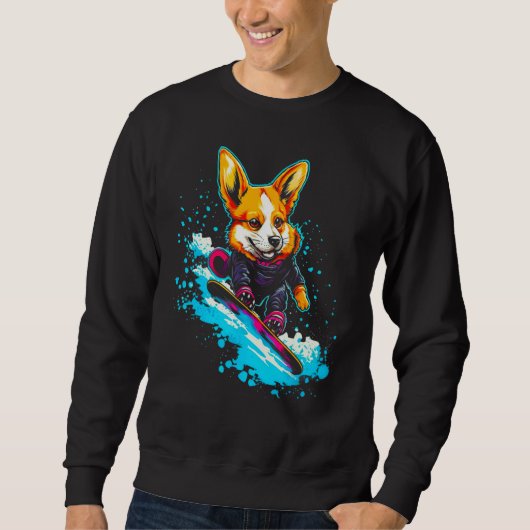 Dog Welsh Corgi Snowboard Trui (Voorkant)