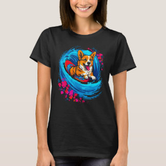 Dog Welsh Corgi Surfer T-shirt