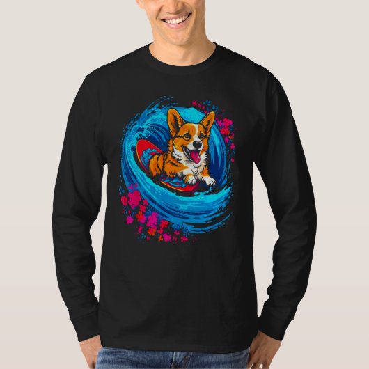 Dog Welsh Corgi Surfer T-shirt (Voorkant)