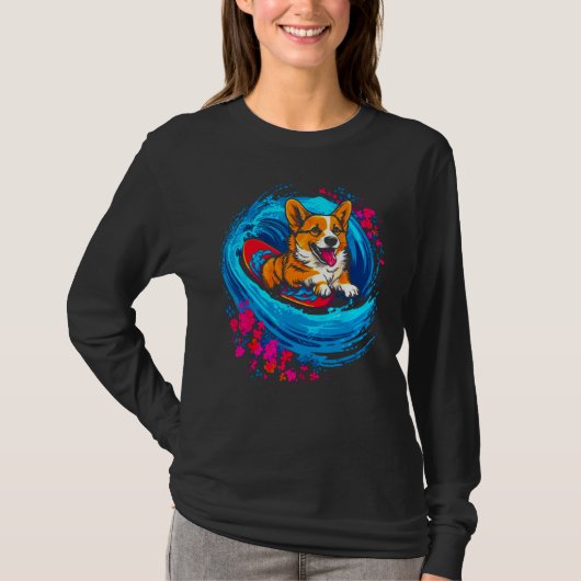 Dog Welsh Corgi Surfer T-shirt (Voorkant)