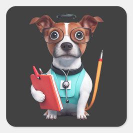 Dog Werkt als verpleegkundige, honden- en verpleeg Vierkante Sticker