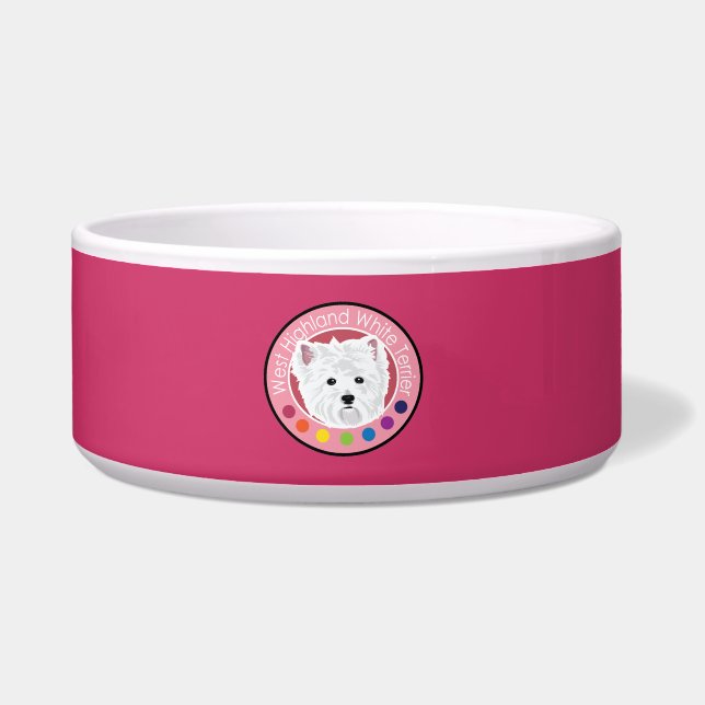 Dog West highland witte doodsangst Voerbakje (Voorkant)