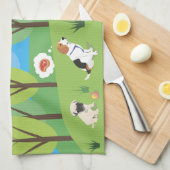 Dog Wild Party in Natuur Theedoek (Quarter Fold)