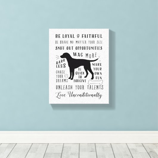 Dog Wisdom Inspirerend Pet House Rules Canvas Afdruk (Insitu (Houten vloer))