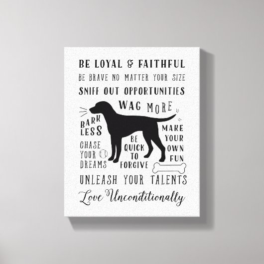 Dog Wisdom Inspirerend Pet House Rules Canvas Afdruk (Voorkant)