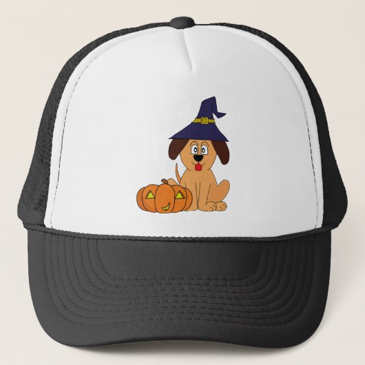 Dog Witch Pumpkin Halloween Trucker Pet (Voorkant)