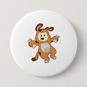 Dog with Bone as Rabbit Ronde Button 7,6 Cm (Voorkant)