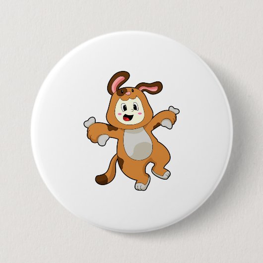 Dog with Bone as Rabbit Ronde Button 7,6 Cm (Voorkant)