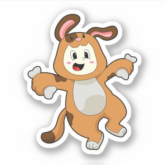Dog with Bone as Rabbit Sticker (Voorkant)