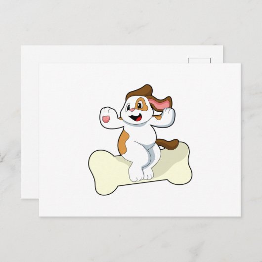 Dog with Bone Briefkaart (Voorkant / Achterkant)