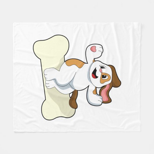 Dog with Bone Fleece Deken (Voorkant (Horizontaal))