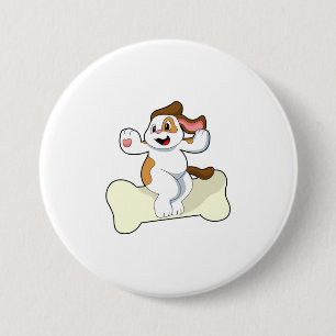 Dog with Bone Ronde Button 7,6 Cm