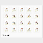 Dog with Bone Vierkante Sticker (Vel)