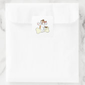 Dog with Bone Vierkante Sticker (Tas)