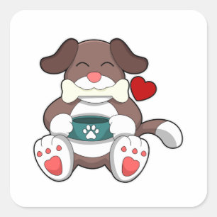 Dog with Bone Vierkante Sticker