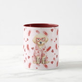 Dog with Heart Glasses Glitter Love Hearts Mok (Midden)