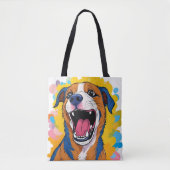 Dog with Paint Splatter Print Smiling Dog Design Tote Bag (Voorkant)